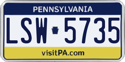 PA license plate LSW5735