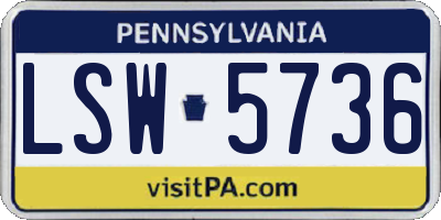 PA license plate LSW5736