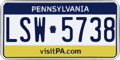 PA license plate LSW5738