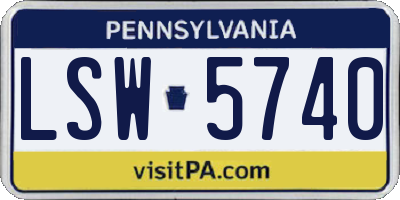PA license plate LSW5740