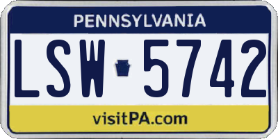 PA license plate LSW5742