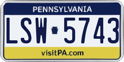 PA license plate LSW5743