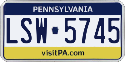 PA license plate LSW5745