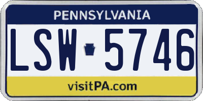 PA license plate LSW5746