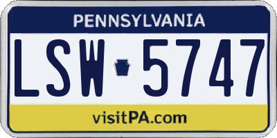 PA license plate LSW5747
