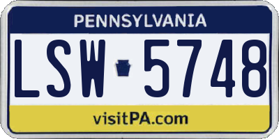 PA license plate LSW5748