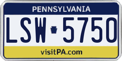 PA license plate LSW5750