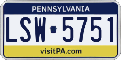 PA license plate LSW5751