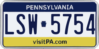 PA license plate LSW5754