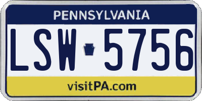 PA license plate LSW5756