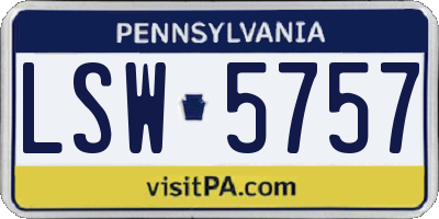 PA license plate LSW5757