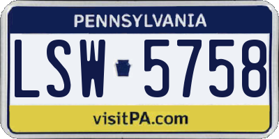 PA license plate LSW5758