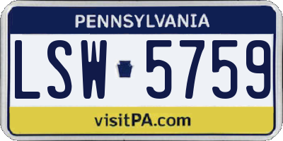 PA license plate LSW5759