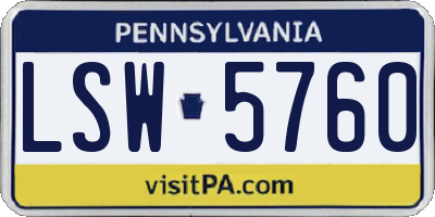 PA license plate LSW5760