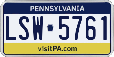 PA license plate LSW5761