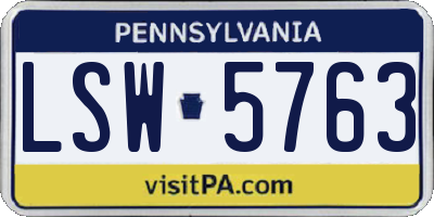 PA license plate LSW5763