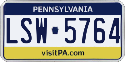 PA license plate LSW5764
