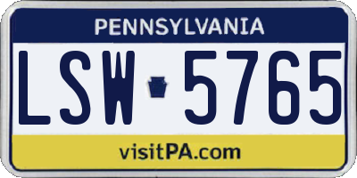 PA license plate LSW5765