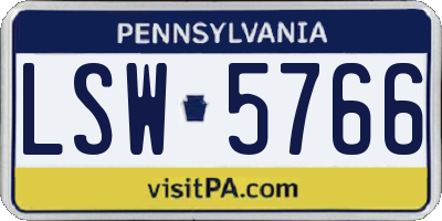 PA license plate LSW5766
