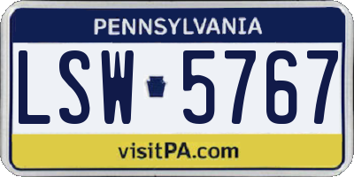 PA license plate LSW5767
