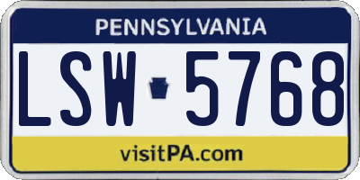 PA license plate LSW5768