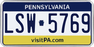 PA license plate LSW5769