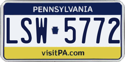 PA license plate LSW5772