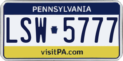 PA license plate LSW5777