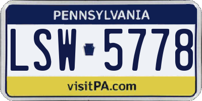PA license plate LSW5778