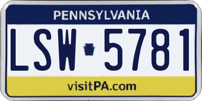 PA license plate LSW5781