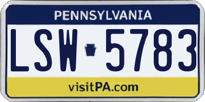PA license plate LSW5783