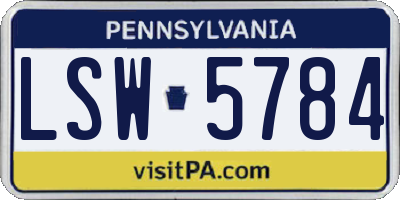 PA license plate LSW5784