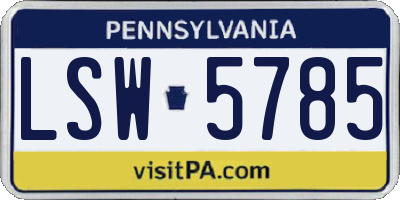 PA license plate LSW5785