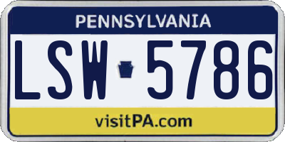 PA license plate LSW5786