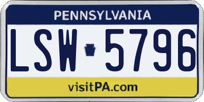 PA license plate LSW5796