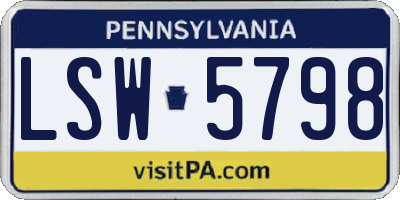 PA license plate LSW5798
