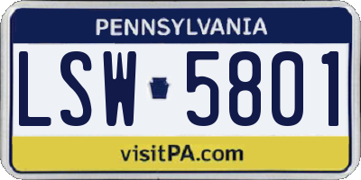 PA license plate LSW5801
