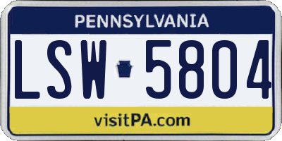 PA license plate LSW5804