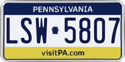 PA license plate LSW5807