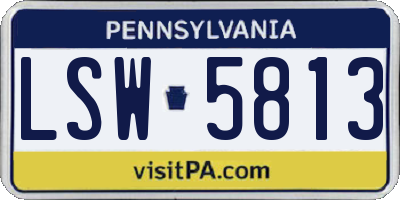 PA license plate LSW5813