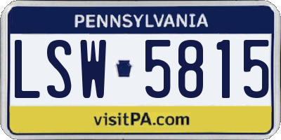 PA license plate LSW5815