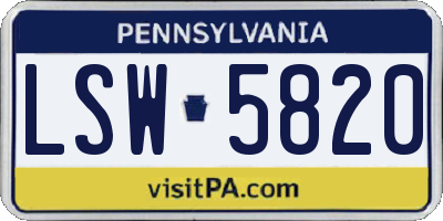 PA license plate LSW5820