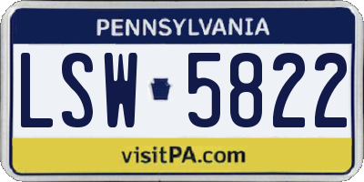 PA license plate LSW5822