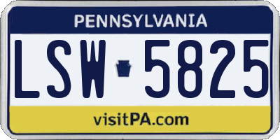 PA license plate LSW5825