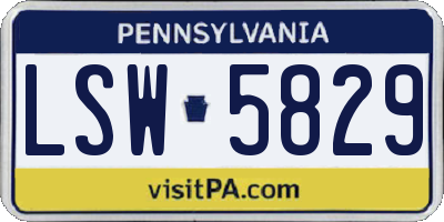 PA license plate LSW5829