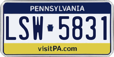 PA license plate LSW5831