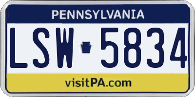 PA license plate LSW5834