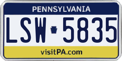 PA license plate LSW5835