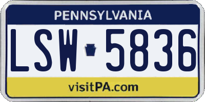 PA license plate LSW5836