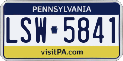 PA license plate LSW5841
